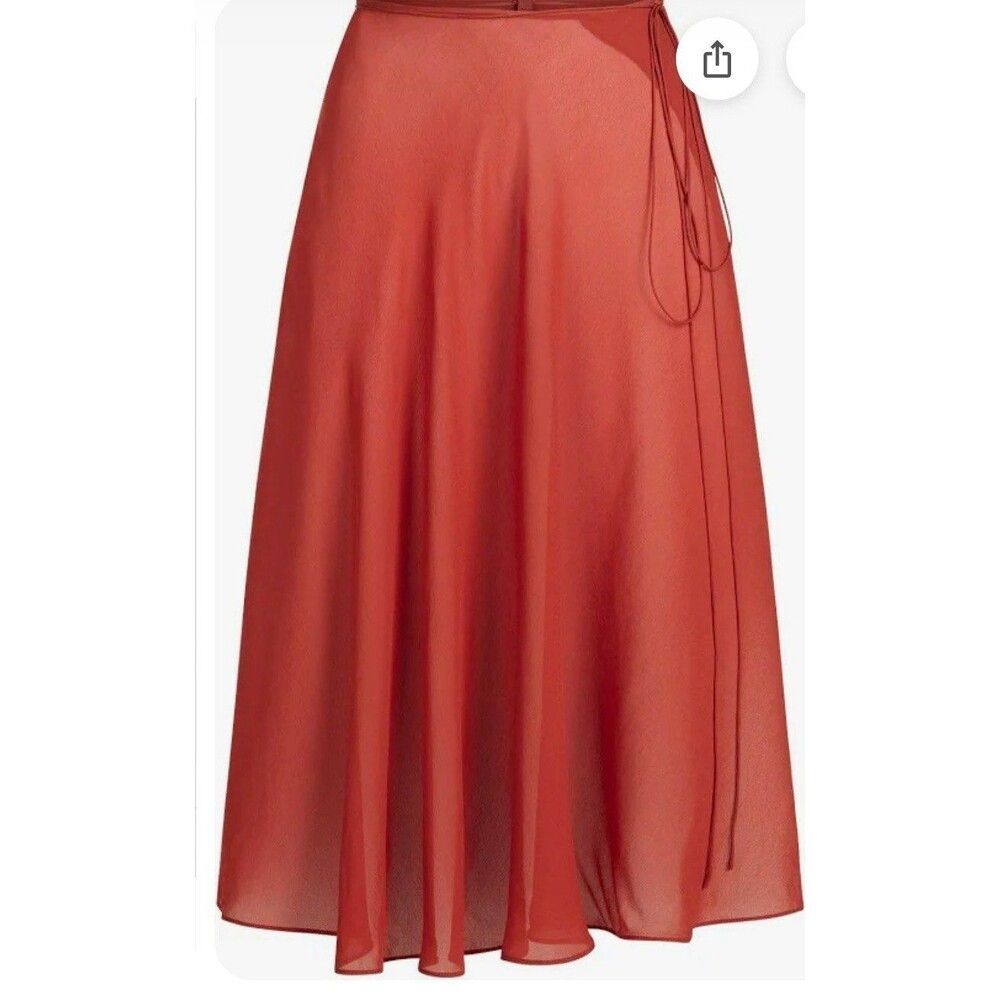 Swim Tie Side Sheer Midi Skirt Auburn